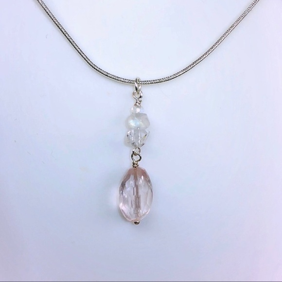 Rose Quartz, Moonstone & Diamond Earrings! - Picture 1 of 7